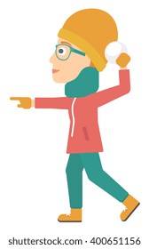 Woman playing in snowballs.