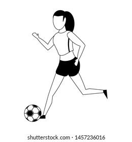 Woman playing with soccer ball isolated vector illustration graphic design