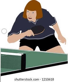woman playing table tennis