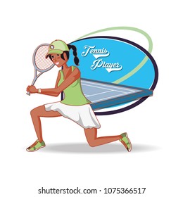 woman playing tennis character