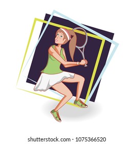 woman playing tennis character