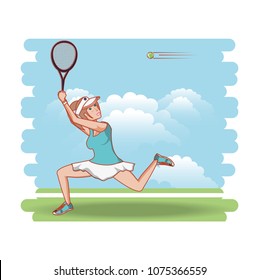 woman playing tennis character