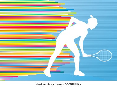 Woman playing tennis vector background concept