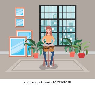 woman playing timpani drums character