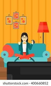 Woman playing video game.