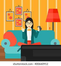 Woman playing video game.