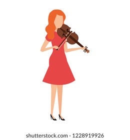 woman playing violin character