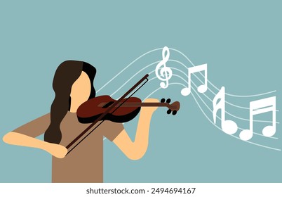 An woman playing violin illustration