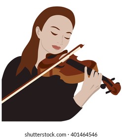 woman playing violin, isolated vector