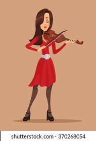 Woman playing violin. Vector flat illustration