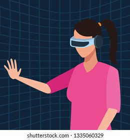 Woman playing virtual reality glasses