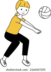 A woman playing volleyball (underhand pass)