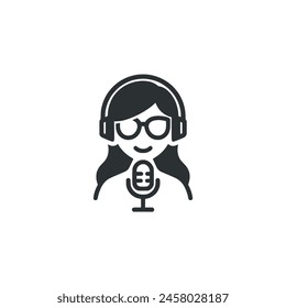 woman podcast media logo vector illustration template design