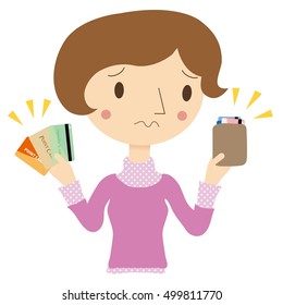 Woman with a point card that do not fit in a wallet
