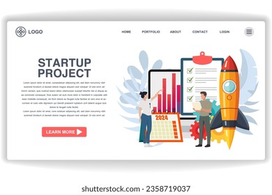 Eine Frau zeigt auf ein Dokument. Website Startup Project. Modernes flaches Design-Konzept für Webseitendesign für Website und mobile Website