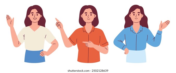 Woman Pointing and Explaining Something