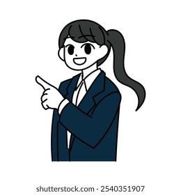 Woman pointing finger Newcomer　Company employee