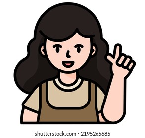 woman in pointing finger gesture modern concept ui ux icon for website, app, presentaion, flyer, brochure etc.