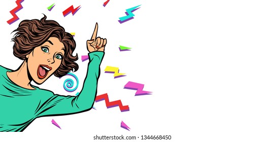 woman pointing finger. Pop art retro vector illustration vintage kitsch