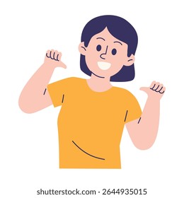 Woman Pointing To Herself Illustration