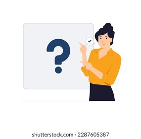 Woman pointing index fingers upper left and right corner with happy expression and showing advices use this copy space wisely concept illustration