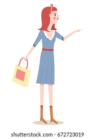 Woman pointing on something. Buyer in store. Choosing concept. Choice. Select in shop. 