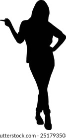 Mulher apontando pose silhueta ilustração