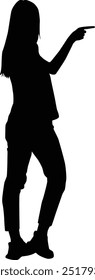 Woman pointing pose silhouette illustration