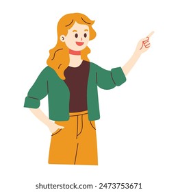 Woman Pointing at Something Illustration