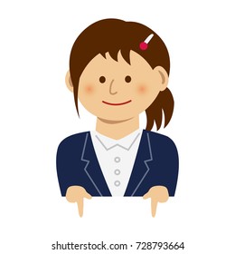 Woman pointing at something illustration