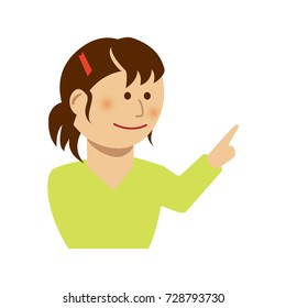Woman pointing at something illustration