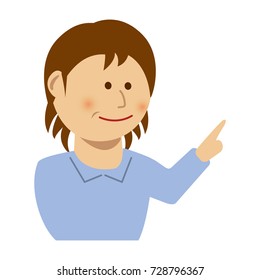 Woman pointing at something illustration