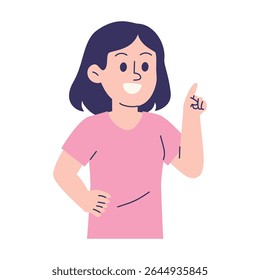 Woman Pointing Something Upward Illustration