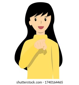 A Woman Pointing At You Vector