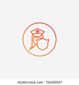 Woman police icon.gradient illustration isolated vector sign symbol