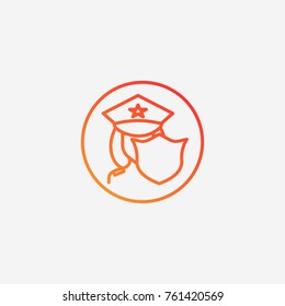 Woman police icon.gradient illustration isolated vector sign symbol