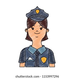 Woman police officer scribble