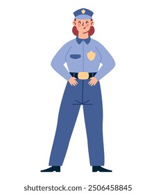 woman police officer in uniform portrait isolated