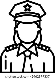 Woman Police outline icon vector illustration
