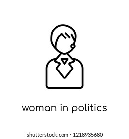 Woman In Politics icon. Trendy modern flat linear vector Woman In Politics icon on white background from thin line Ladies collection, editable outline stroke vector illustration