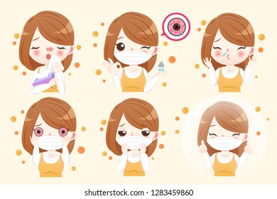 woman with pollen allergy and feature of hay fever