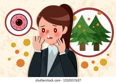 woman with pollen allergy and feature of hay fever