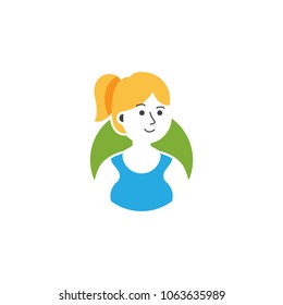 Woman ponytail blonde hair with confident expression wearing blue tank top