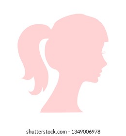 Woman With Ponytail Head Silhouette Vector Isolated