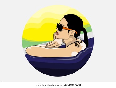 woman in the pool