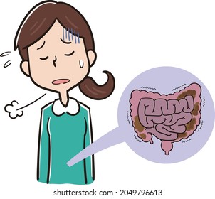 A woman with poor intestinal condition and poor physical condition