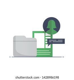 woman portfolio online. business concept vector. icon vector flat
