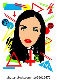 Woman portrait with abstract background vector