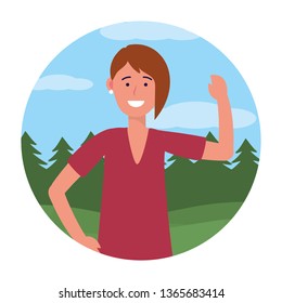 woman portrait avatar round icon
