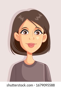 Woman Portrait Cartoon Avatar Vector Illustration. Caricature of a girl on isolated background
